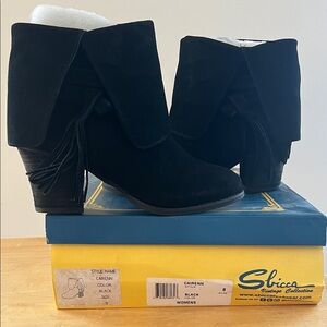 Sbicca Black Ankle Booties with Tassel Detail